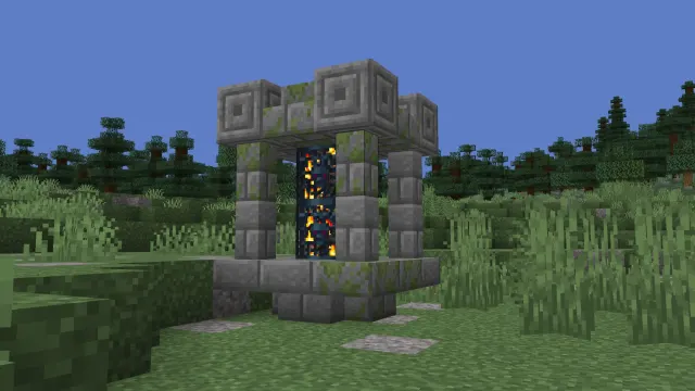 A spawner inside a mossy stone shrine